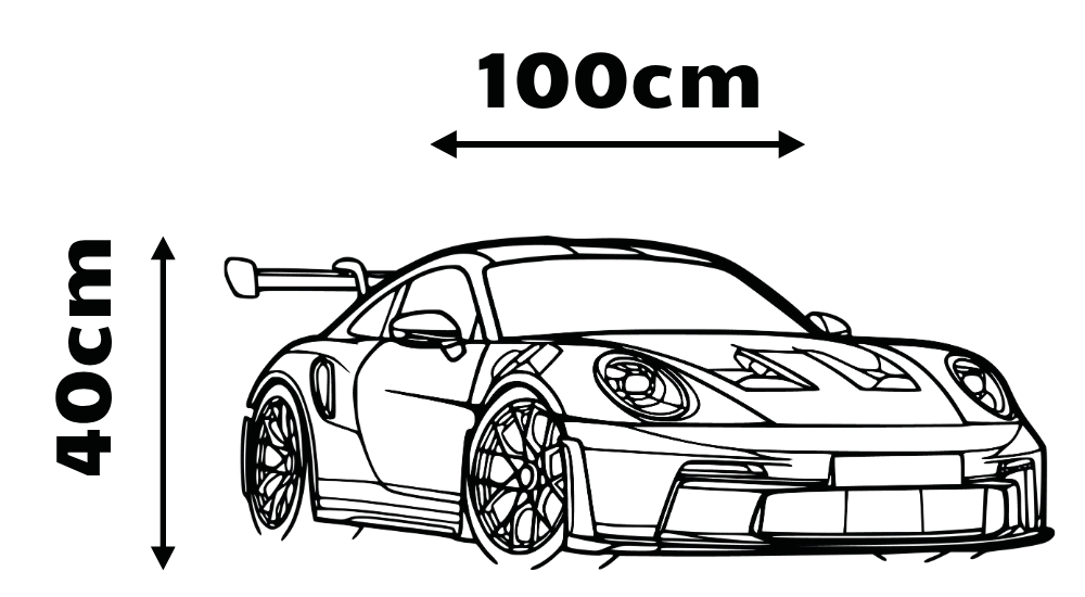 Naklejka na ścianę porsche 911 W2 Wymiary