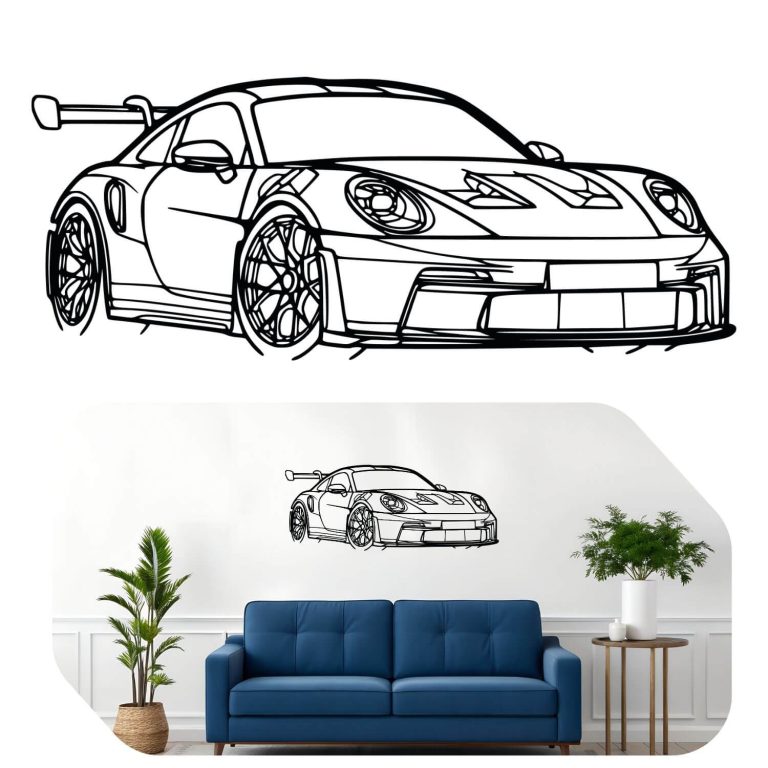 Naklejka na ścianę porsche 911 W2 bez tła front auta