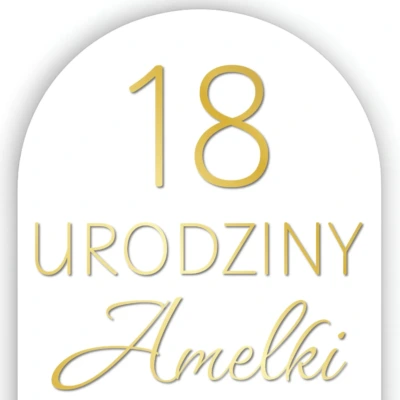 Naklejka na ściankę urodziny z imieniem i liczbą 50 cm