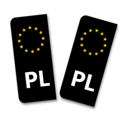 Czarna naklejka PL na tablice rejestracyjną Eurobrand