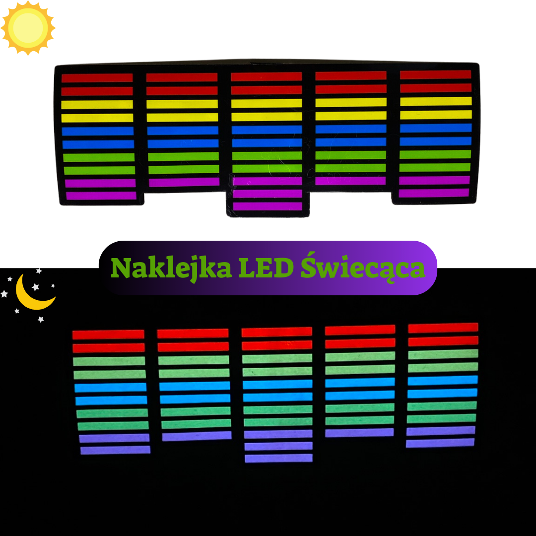 Naklejka LED Elektryczna Equalizer Panel świetlny na szybę samochodu