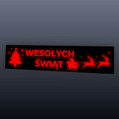 Alternative view of Świąteczna naklejka LED na szybę auta Wesołych Świąt W2