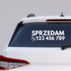 Naklejka na samochód Sprzedam + numer telefonu – bez tła, różne kolory - obrazek 2
