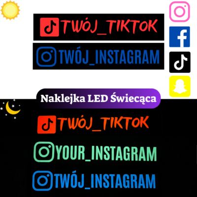 Naklejka LED z Własnym Nickiem Instagram, Facebook, Tiktok - Panel świetlny