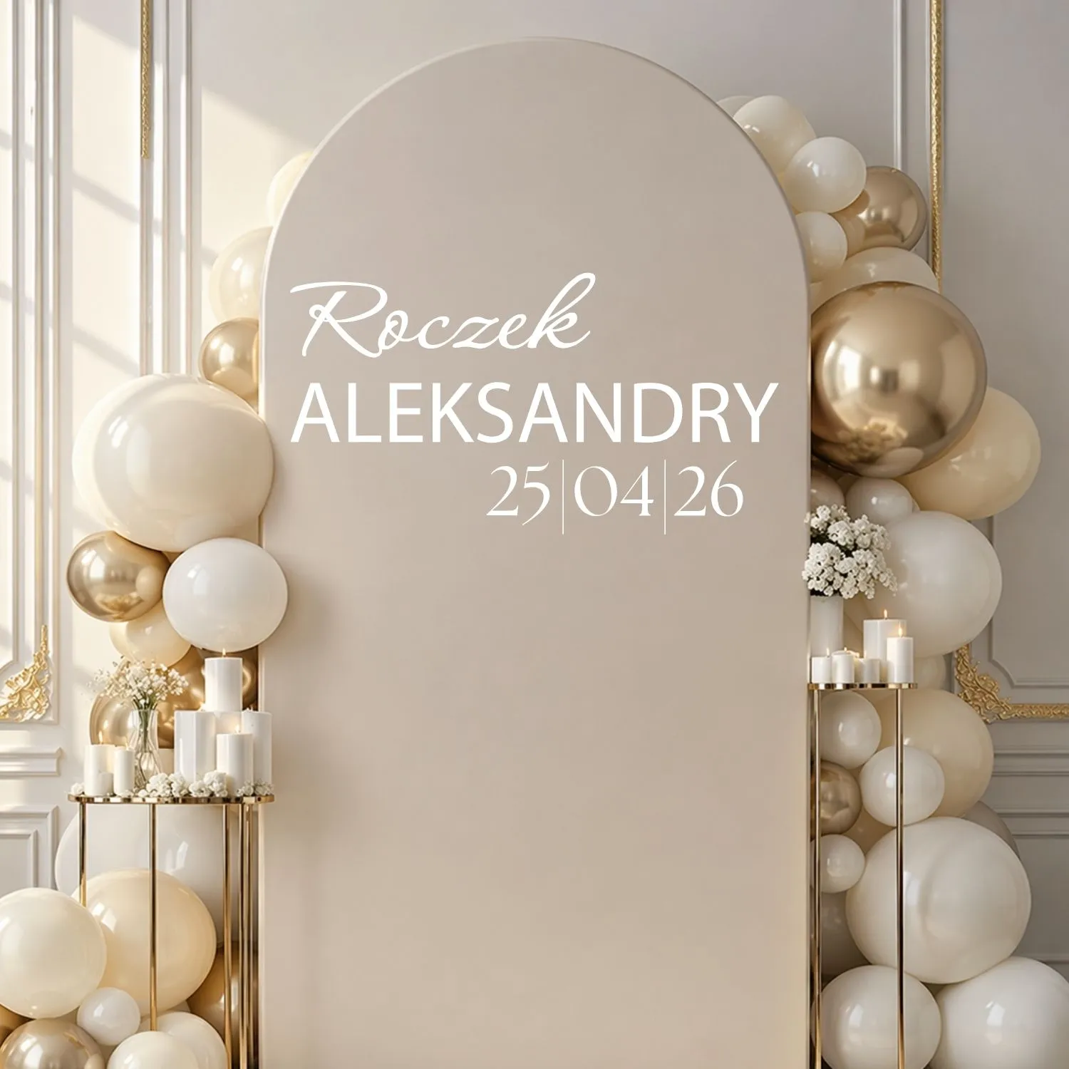 Naklejka ROCZEK z imieniem i datą 60 cm – personalizowana dekoracja na urodziny - obrazek 3