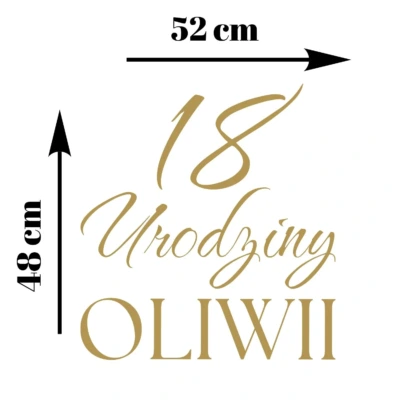 Alternative view of Napis na ściankę urodziny z imieniem i liczbą 52 cm – personalizacja