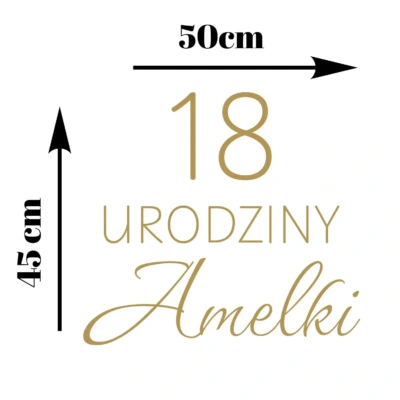 Alternative view of Naklejka na ściankę urodziny z imieniem i liczbą 50 cm