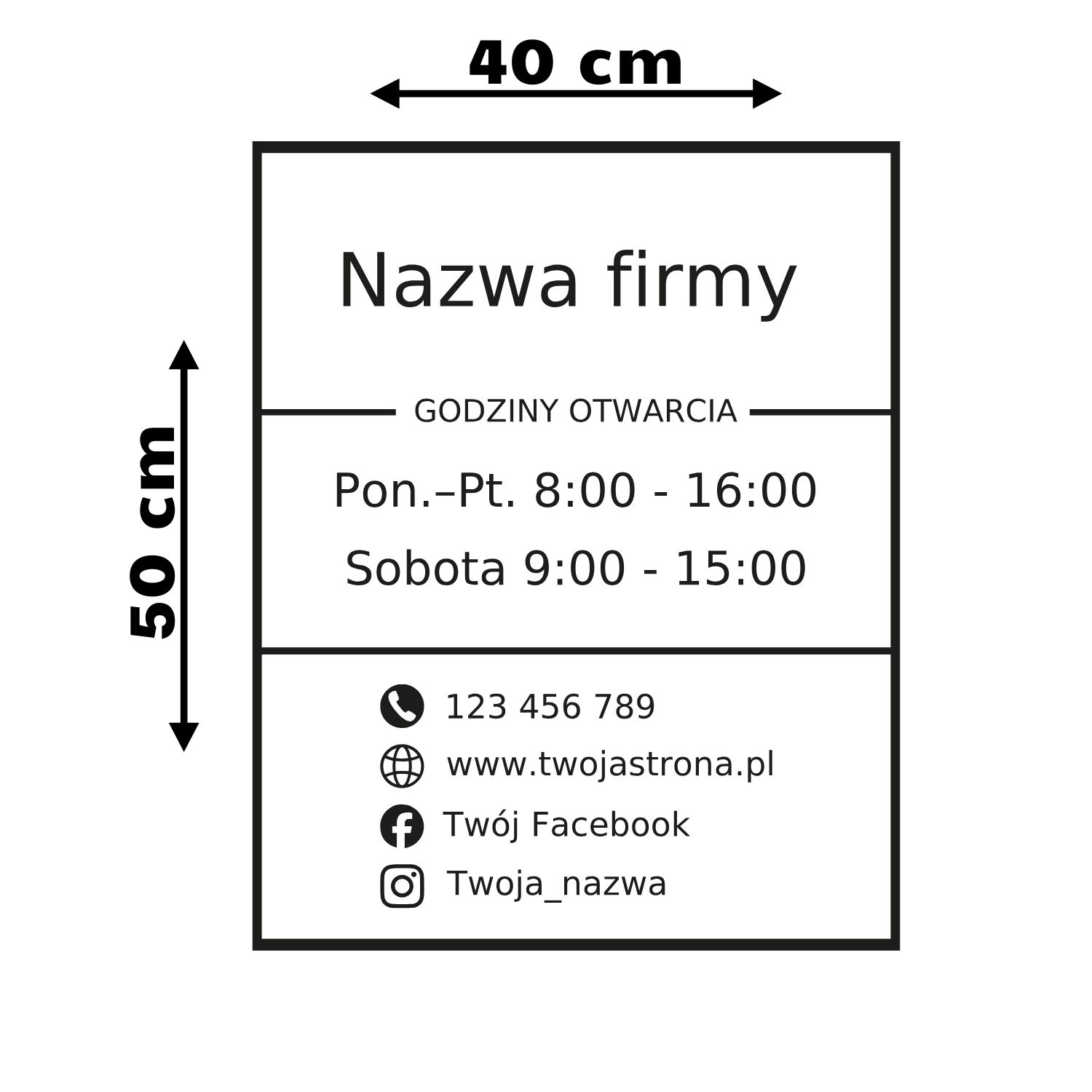 Naklejka godziny otwarcia na drzwi 40×50 cm - obrazek 3