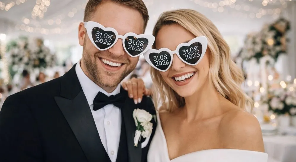 Personalizowane okulary w kształcie serca na wesele urodziny - obrazek 5
