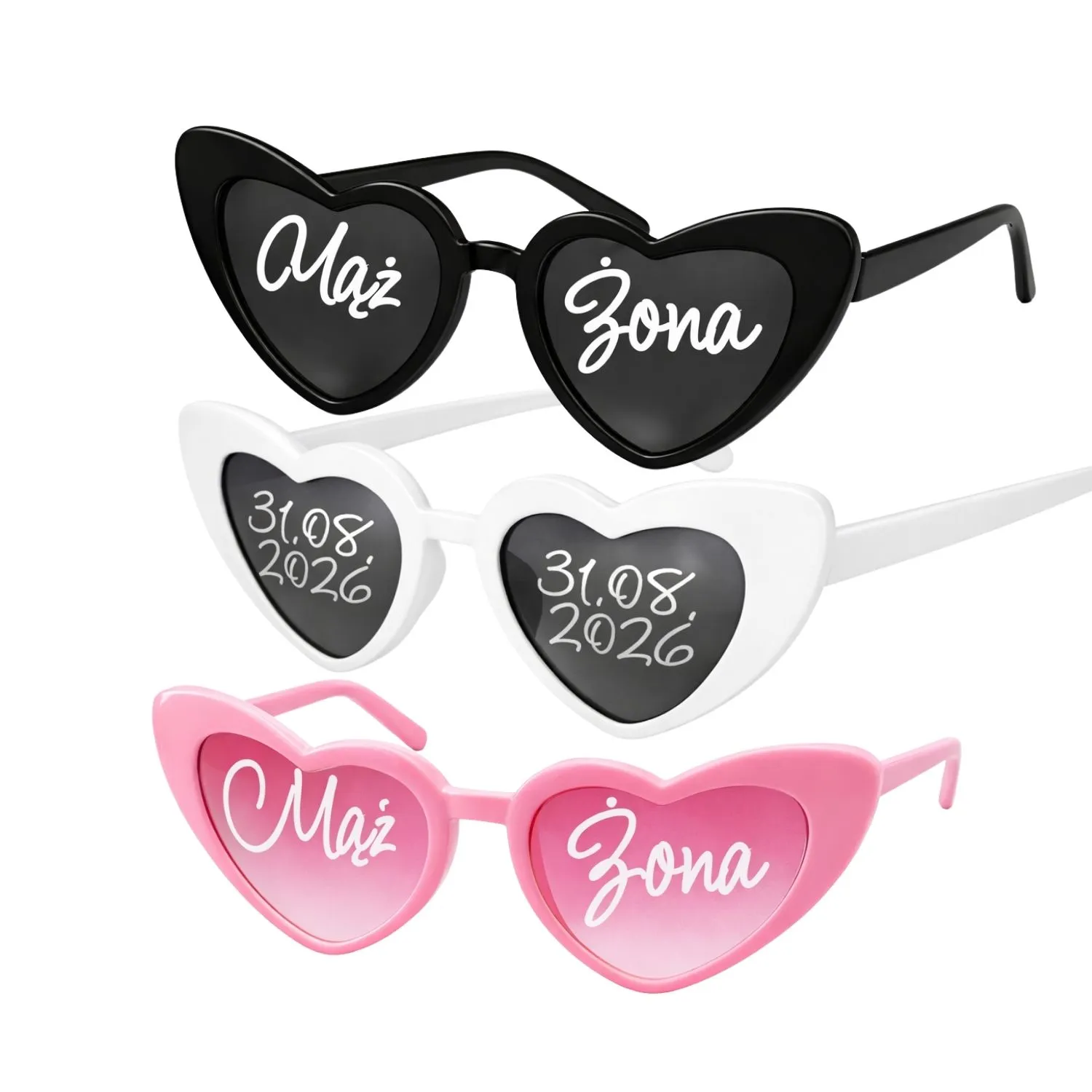 Personalizowane okulary w kształcie serca na wesele urodziny - obrazek 3