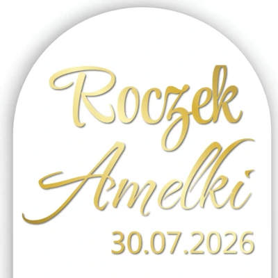 Naklejka na ściankę roczek z imieniem i datą 60 cm – personalizowana dekoracja W2